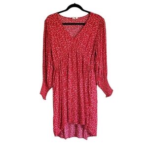 Gap Red Floral Long Sleeve Dress